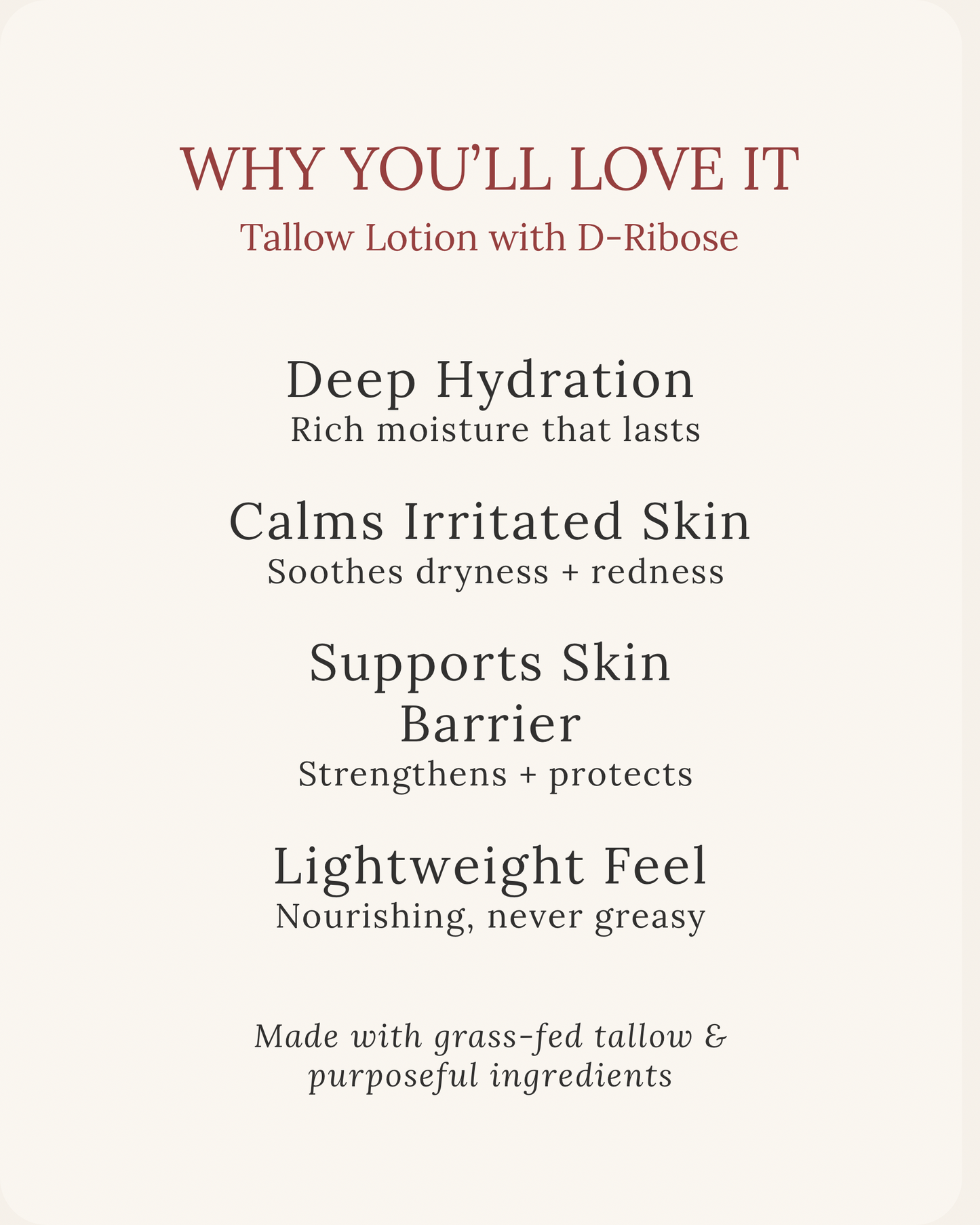 Grass-Fed Tallow Lotion – Lightweight Tallow Moisturizer – Natural Body Lotion for Sensitive Skin