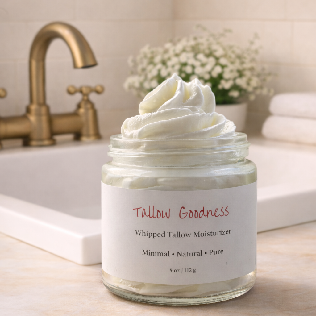 Grass-Fed Tallow Moisturizer for Dry Skin – Whipped Beef Tallow Face & Body Cream – Natural Skincare