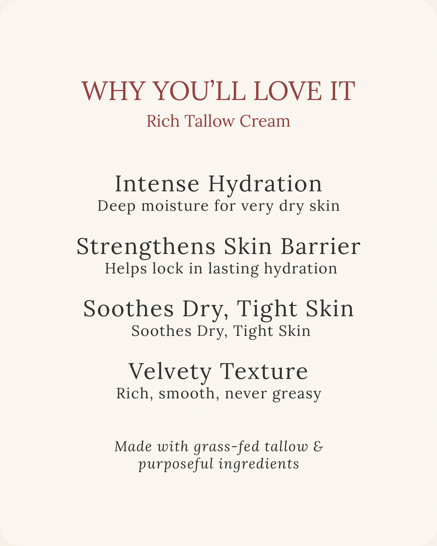 Unscented Rich Tallow Body Cream -4 oz